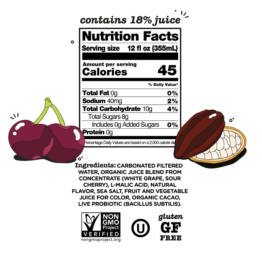 Culture Pop Black Cherry Probiotic Soda, Low Sugar Sparkling Juice Alternative, Non-GMO, Gluten-Free, 12 Fl Oz (Pack of 12)