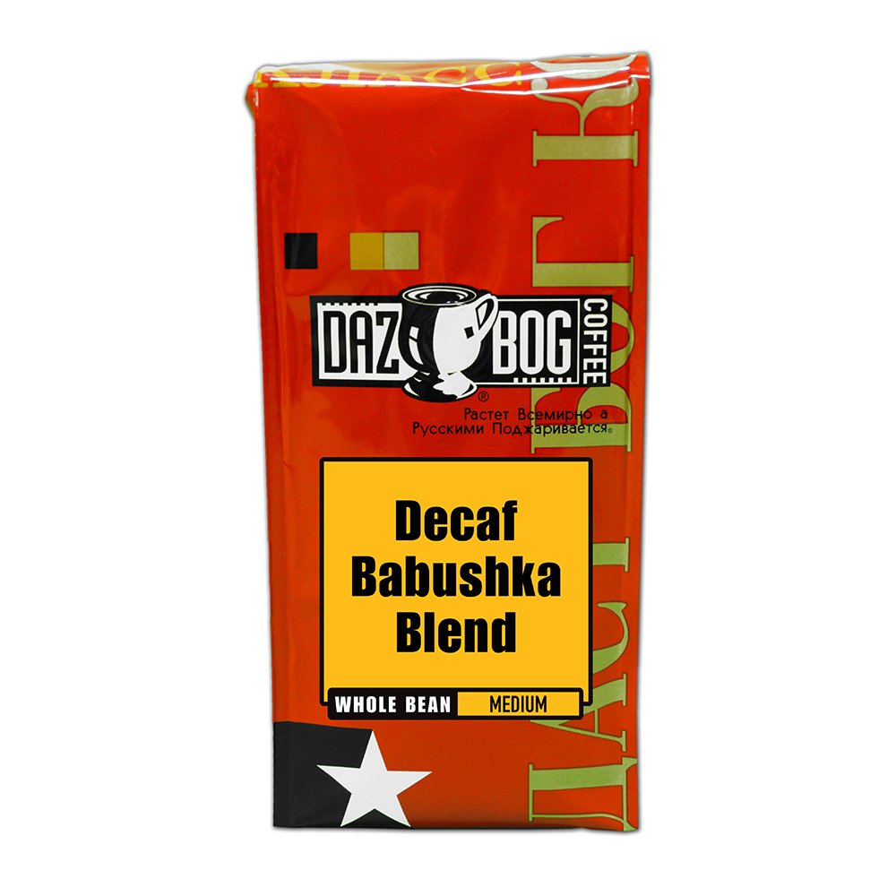 Dazbog Coffee Decaf Babushka Blend Whole Bean Medium Roast 11 oz Vacuum Sealed