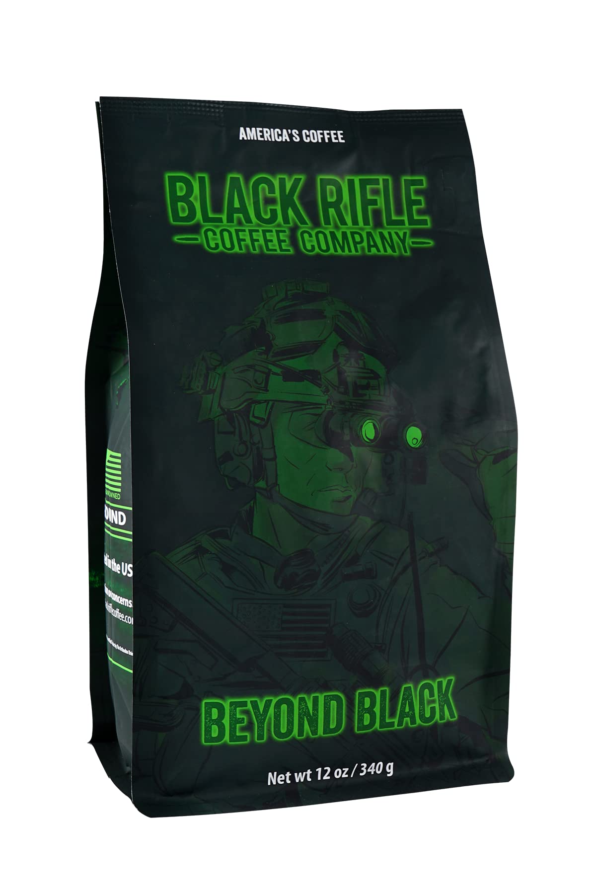 Black Rifle Coffee Company Dark Roast Ground Coffee, 12 OZ Bag, Model 30-009-12G