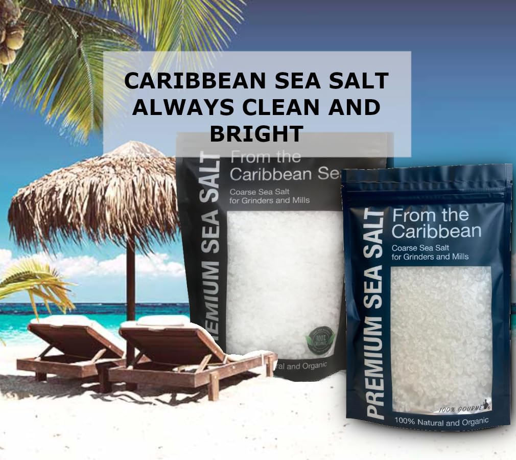 Premium Caribbean Real Sea Salt For Grinder Refill 16 Oz Kosher Certified, Rock Salt For Grinder, Clean Sea Salt, Organic Salt U