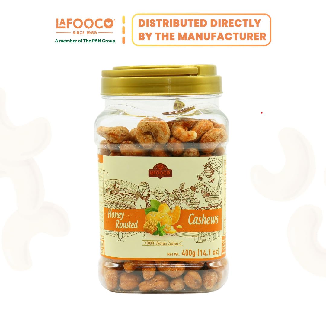 Lafooco Honey Roasted Cashews, Sweet Tasty Gourmet, Vietnam Cashew, Rich In Nutrients, Gift For Family, Friend On Celebration, Holiday, Birthday (14.1 Oz)