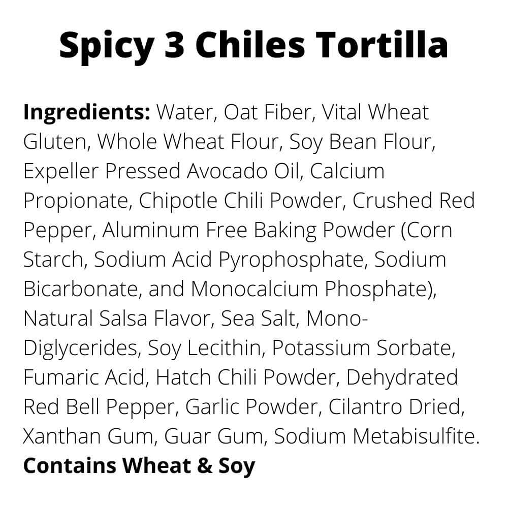 Mr. Tortilla Low Carb Tortilla Wraps - Keto Tortillas with Avocado Oil - Street Taco Size - 1 Net Carb per Serving - Low Calorie Keto Wraps - Low Carb Tortillas - (Spicy 3 Chiles  96 Count)