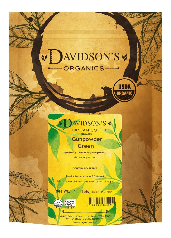 Davidsons Organics Gunpowder Green Loose Leaf Tea 16-Ounce Bag Green