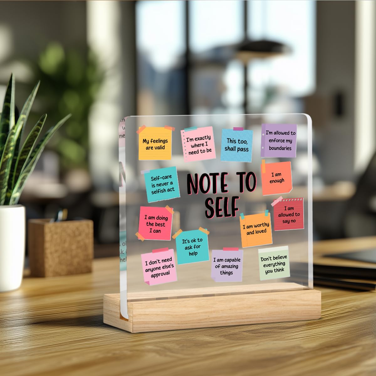 Note To Self Motivational Decor, Therapy Mental Health Gifts Therapist Office Gift For Women Men School Psychologist Counselor F