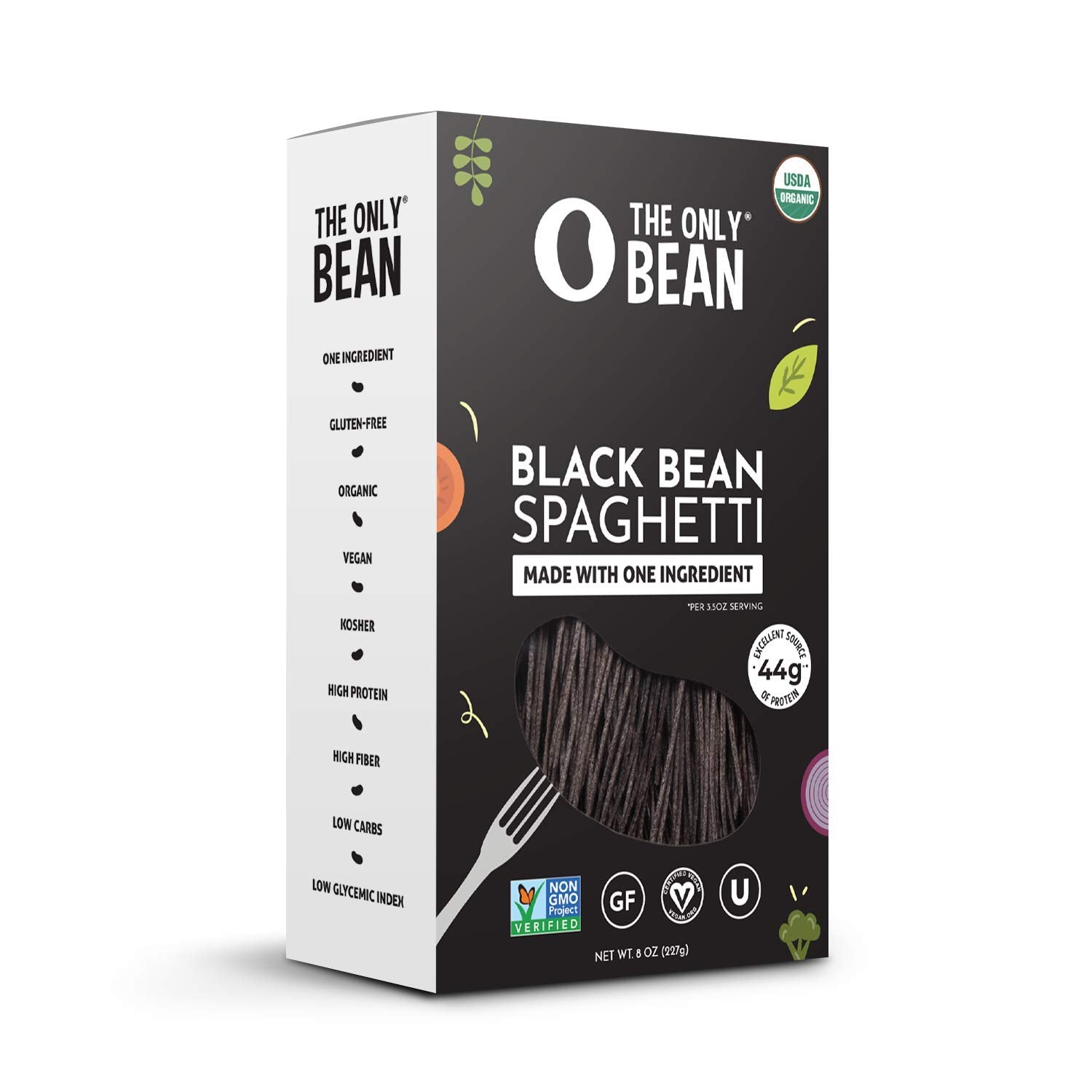 The Only Bean Organic Black Bean Spaghetti - High Protein, Gluten-Free, Vegan, 8 oz Pack