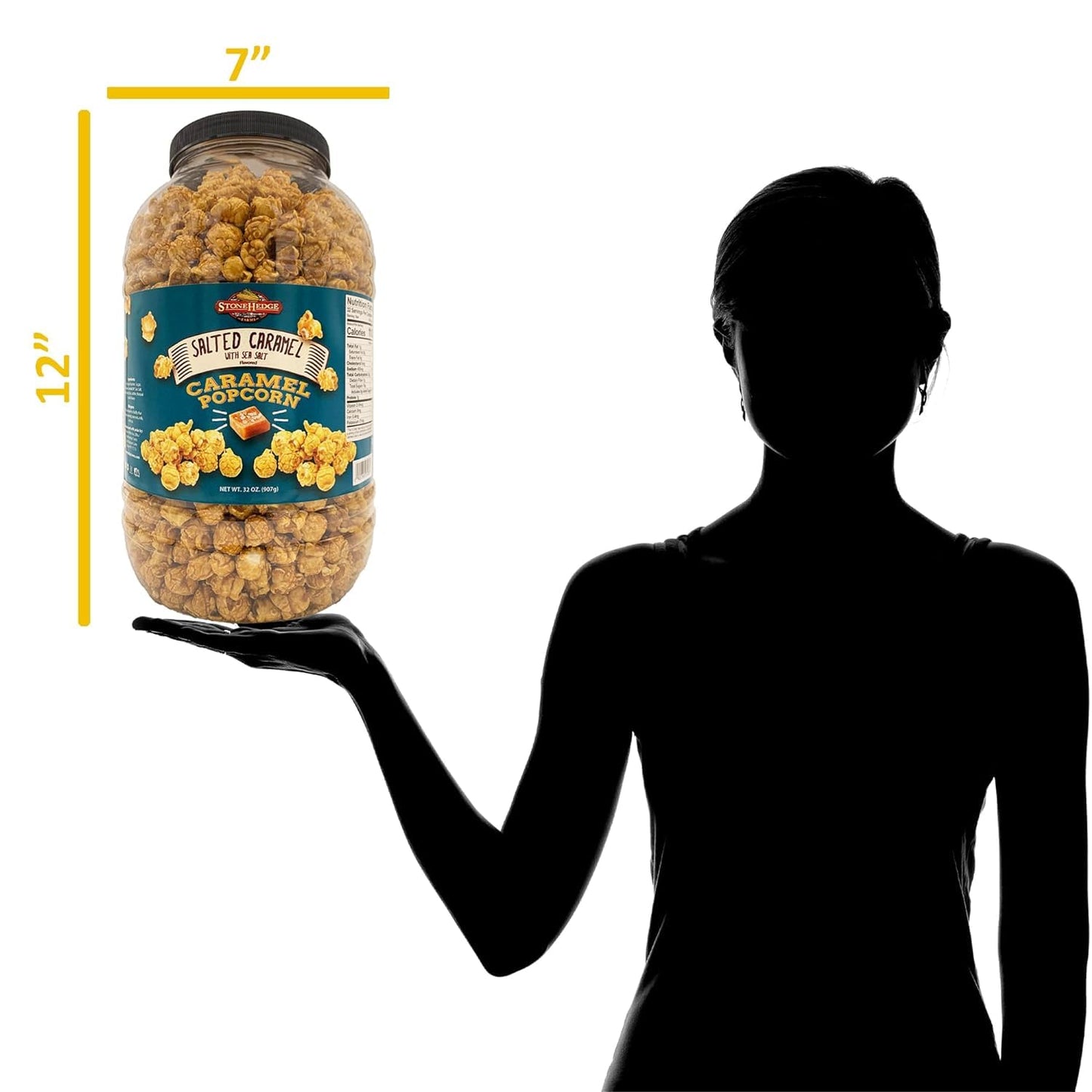Stonehedge Farms Salted Caramel Flavored Popcorn Barrel - 2 Pack - 32 Ounces Each - Reclosable Container - Made In Usa - Gluten