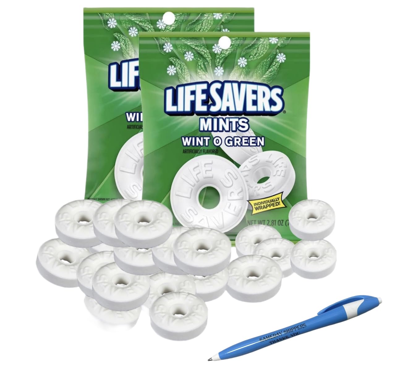 Lifesavers (Winto -O - Mint) | Lifesavers Hard Candy Breath Mints & Refreshing Taste | Flavored Individually Wrapped Lifesaver (