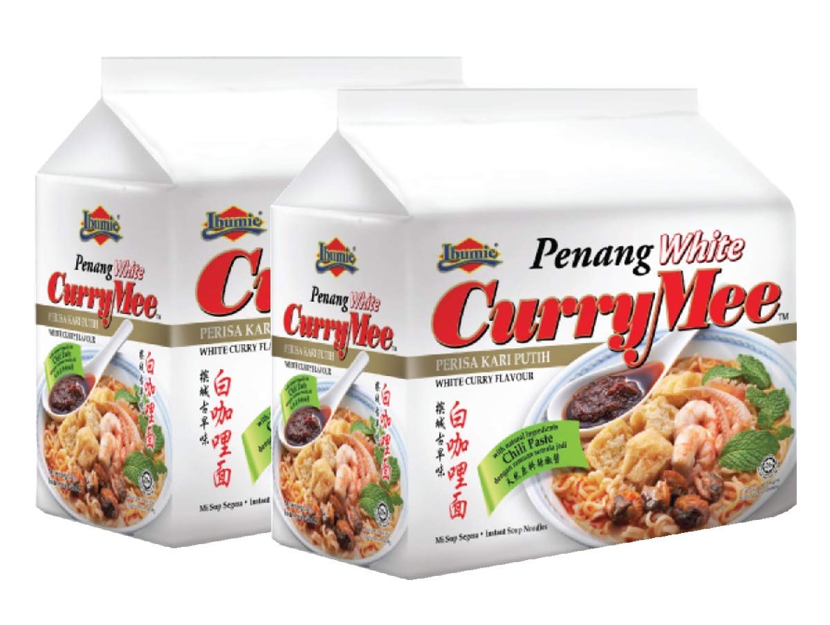 Ibumie Penang White curry Mee White curry Flavour Instant Soup Ramen Noodles 8 Packs x 105g + Free 2 sticks Essenso coffee.
