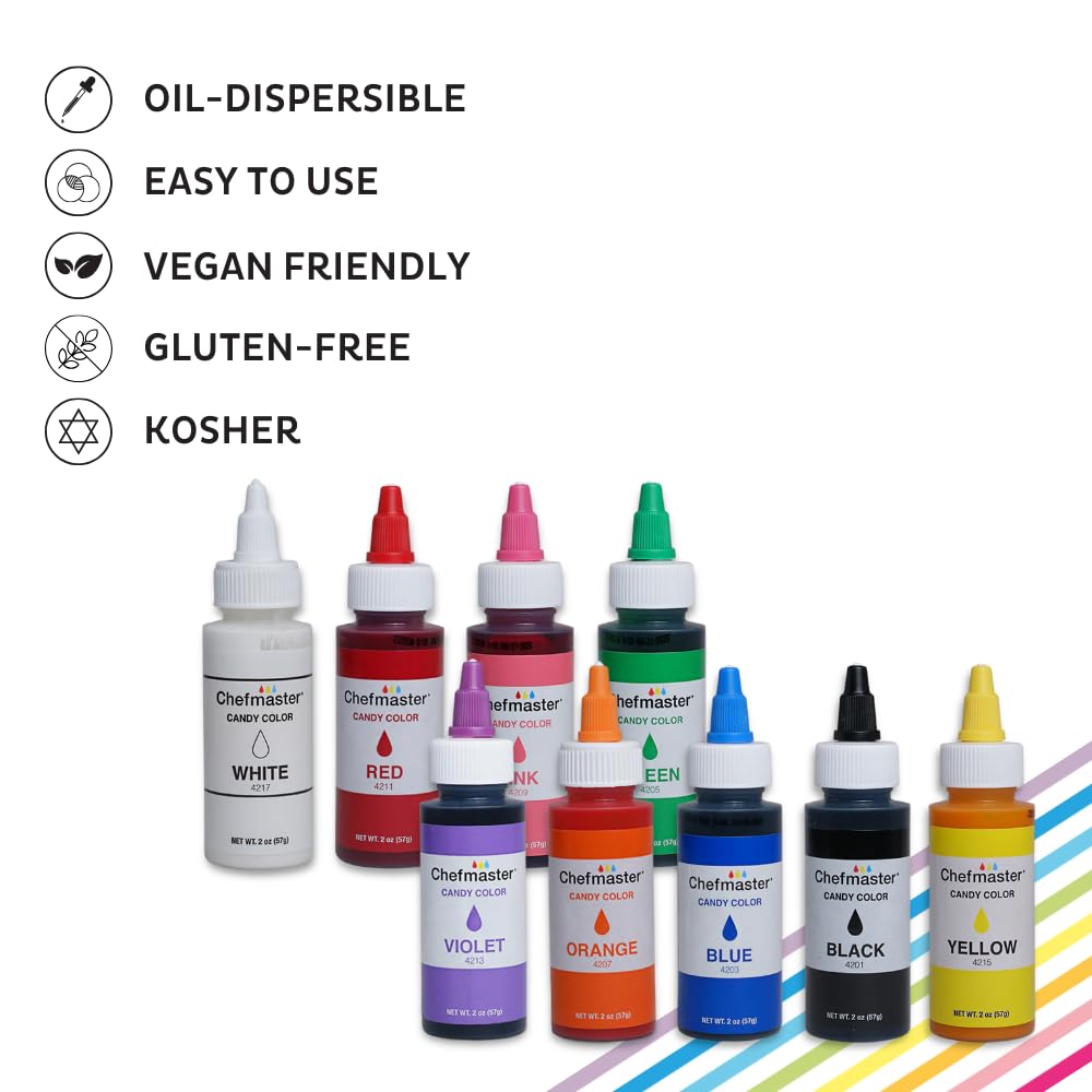 Chefmaster Red Candy Color Dye | Oil-Based, Professional-Grade | 2 Fl Oz (Pack of 1)