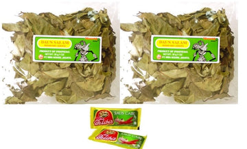 Dried Bay Leaves - Daun Salam -1oz/28gr (Pack of 2) - Product of Indonesia + Sambal Belibis sachet samples