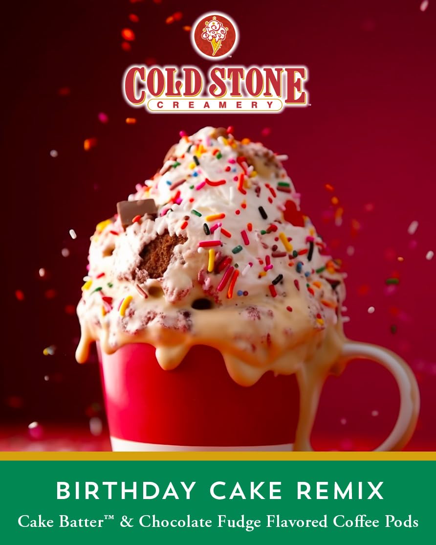 Cold Stone Creamery Beverages Coffee Pods, Birthday Cake Flavor, 40 Count, Compatible with K Cup malt-inspired