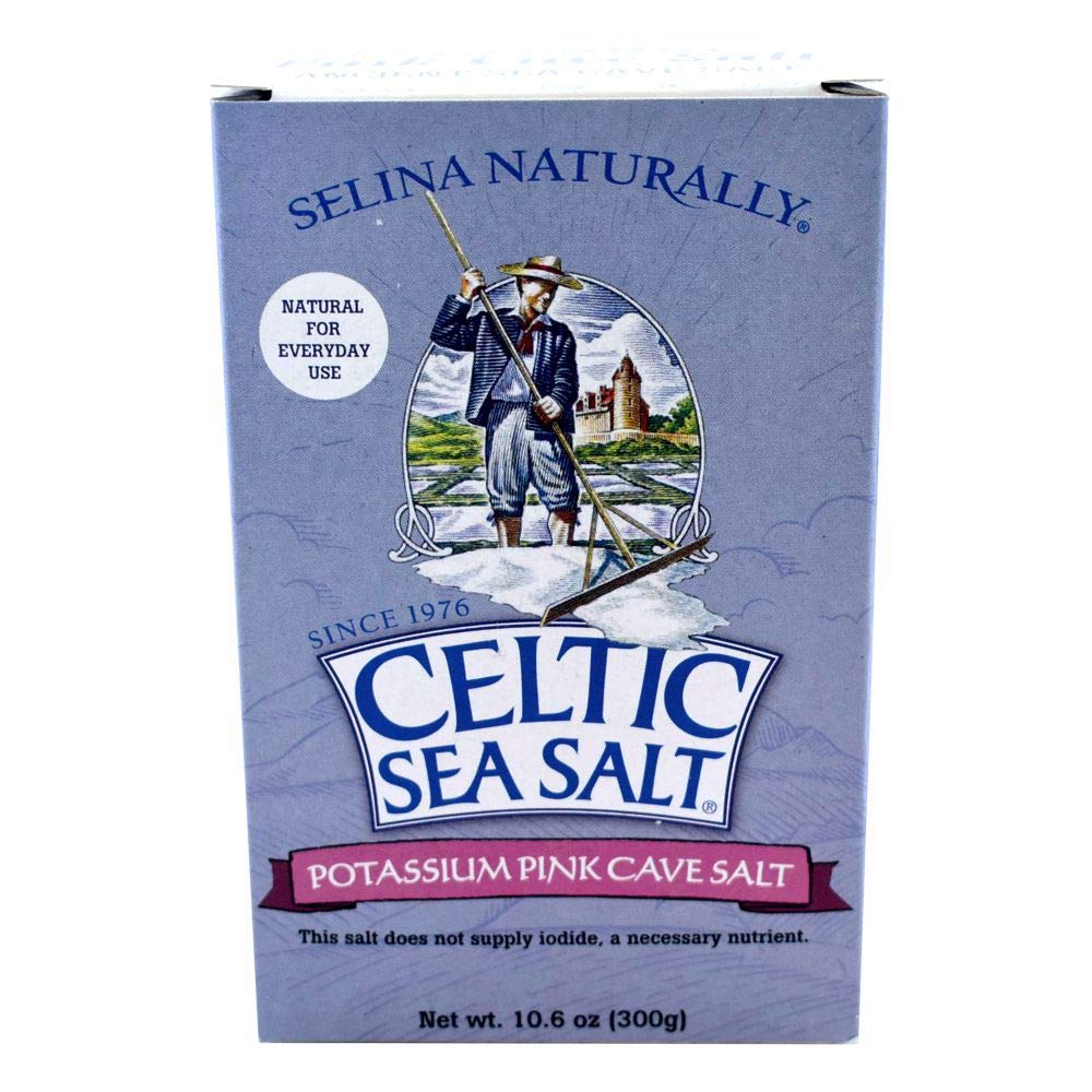 Celtic Sea Salt Pink Potassium Cave Salt 10.6 Oz (300 G) - Extra Fine Grain, Natural, Light In Sodium - For Shaker Jar, Salty, 1
