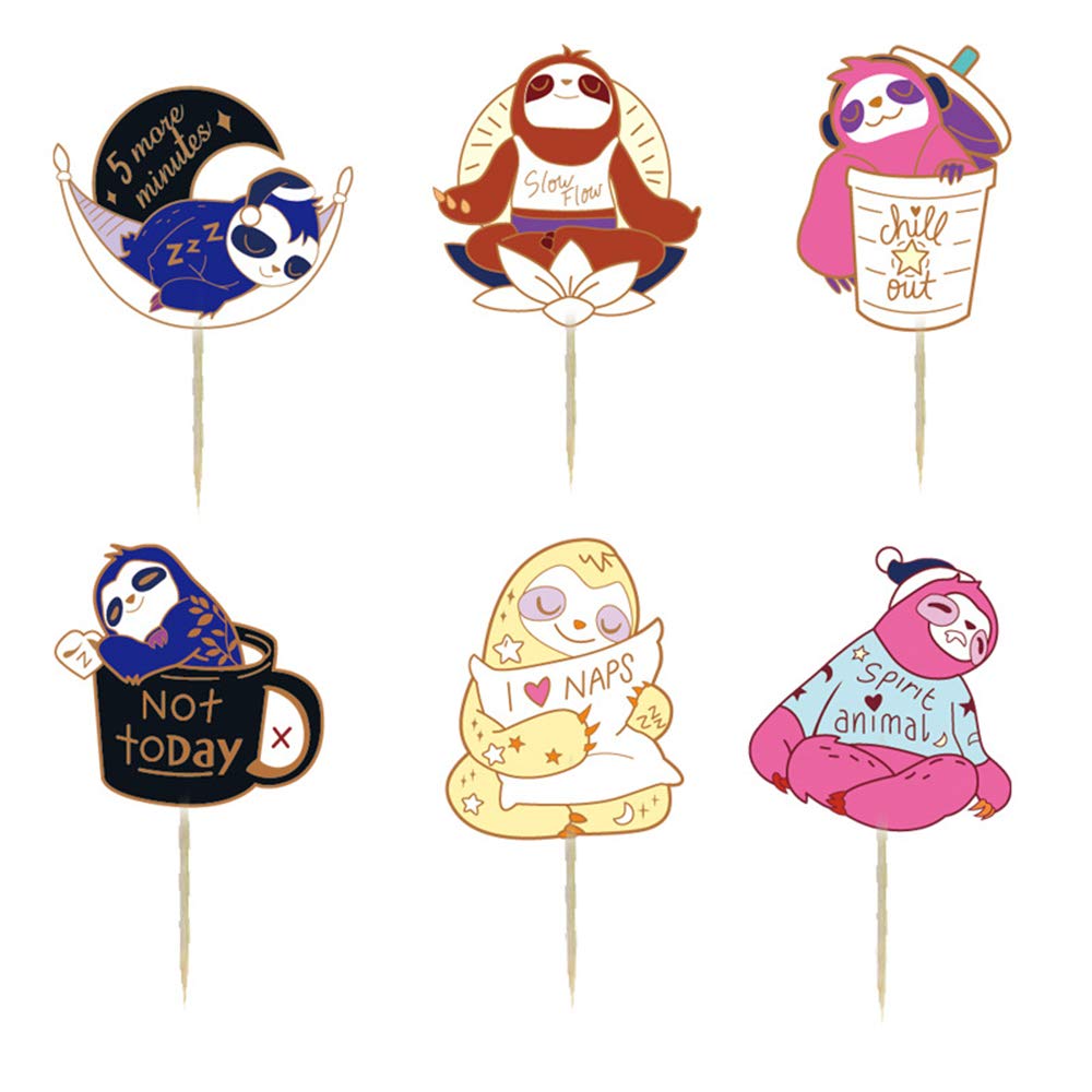 Flairs New York Party Props Decorations Cupcake Toppers (Sloths Party, Pack Of 24 Cupcake Toppers)