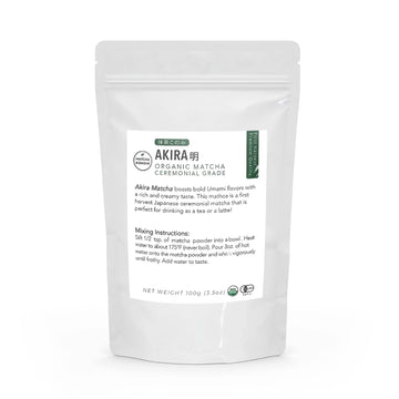 Akira Matcha 100G - Organic Enhanced Ceremonial Japanese Matcha Green Tea Powder - First Harvest - Zero Sugar - Usda And Jas Certified (3.5 Oz Bag)