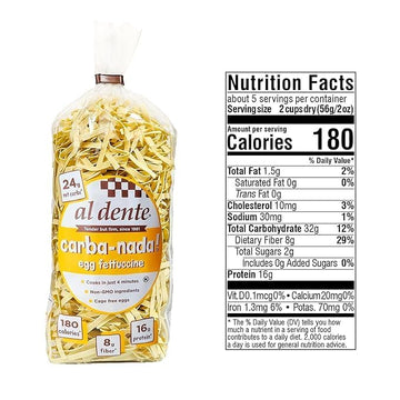 Al Dente Carba-Nada Variety Pack – Lower Carb, High Protein Pasta. Includes Egg Fettuccine & Roasted Garlic Fettuccine. Keto-Friendly, Artisanal, Non-Gmo, Cage-Free Eggs, 10Oz Bags (Pack Of 2).