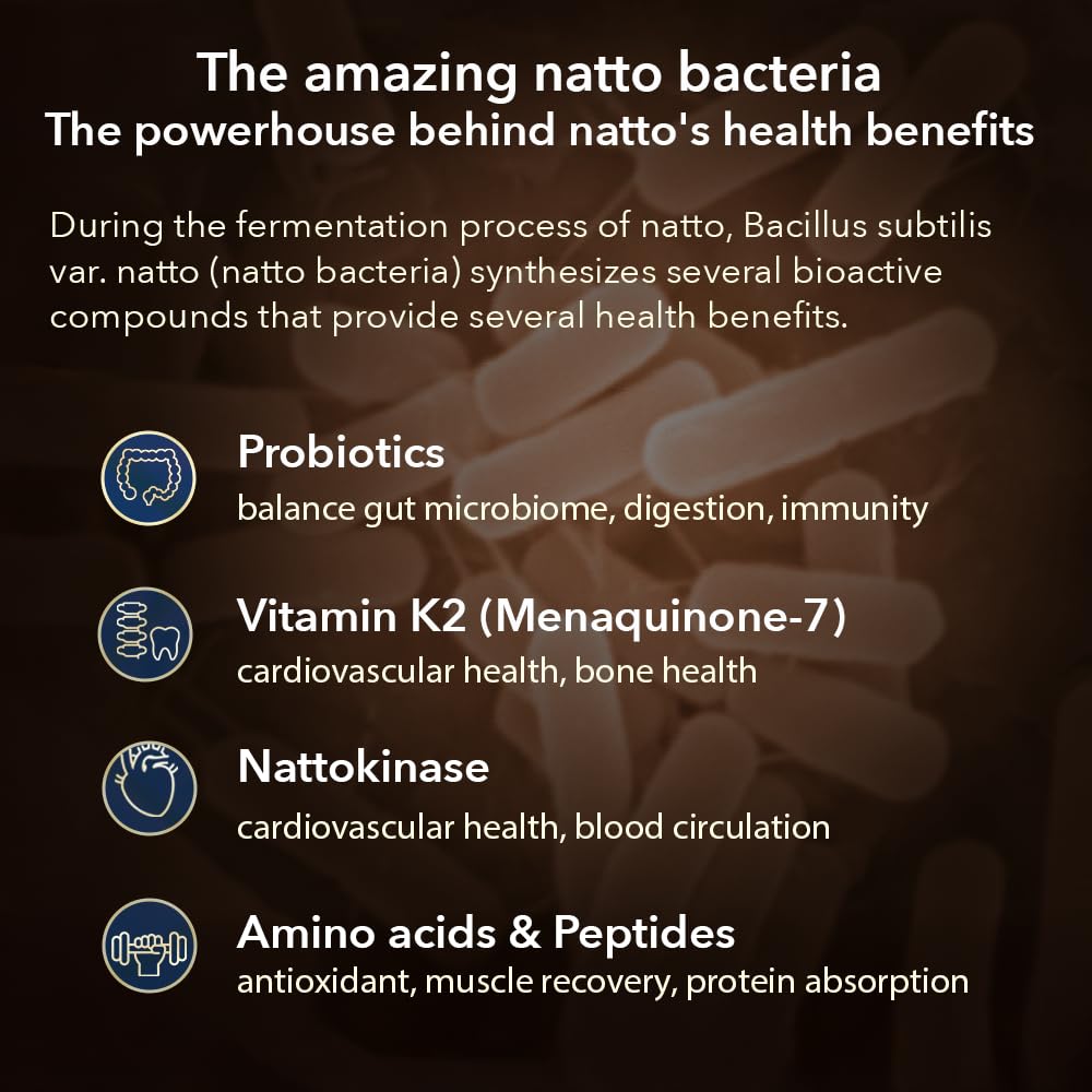 sonomono Whole Natto compact pieces - Vegan, Non-GMO, 90 Caps, 1.5 Ounce, Freeze-Dried Probiotics, Additive-Free