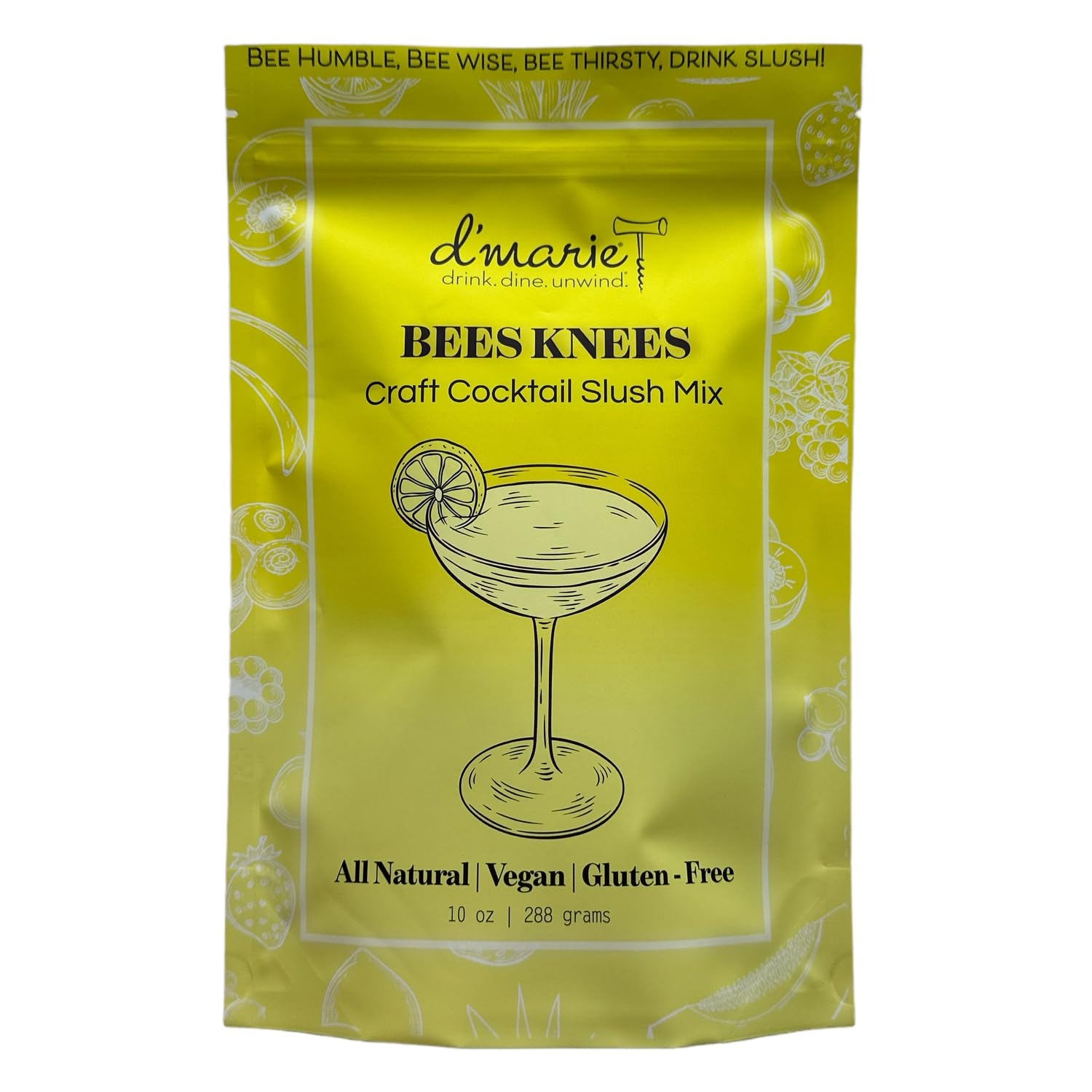 DMARIE Frozen Cocktail Drink Mix - All Natural Low Sugar Mixer - 10 Ounce Pouch - Makes 10 Slushies