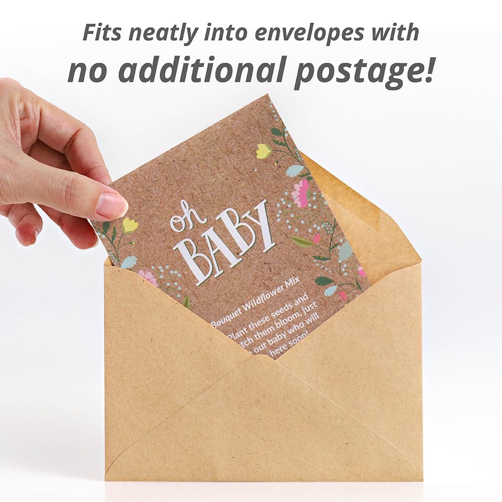 Bentley Seed Co. Oh Baby Flower Seeds Packets - Girl/Boy Baby Shower Favors - Pre-Filled, 25 Wildflower Seed Packs For Favor - E