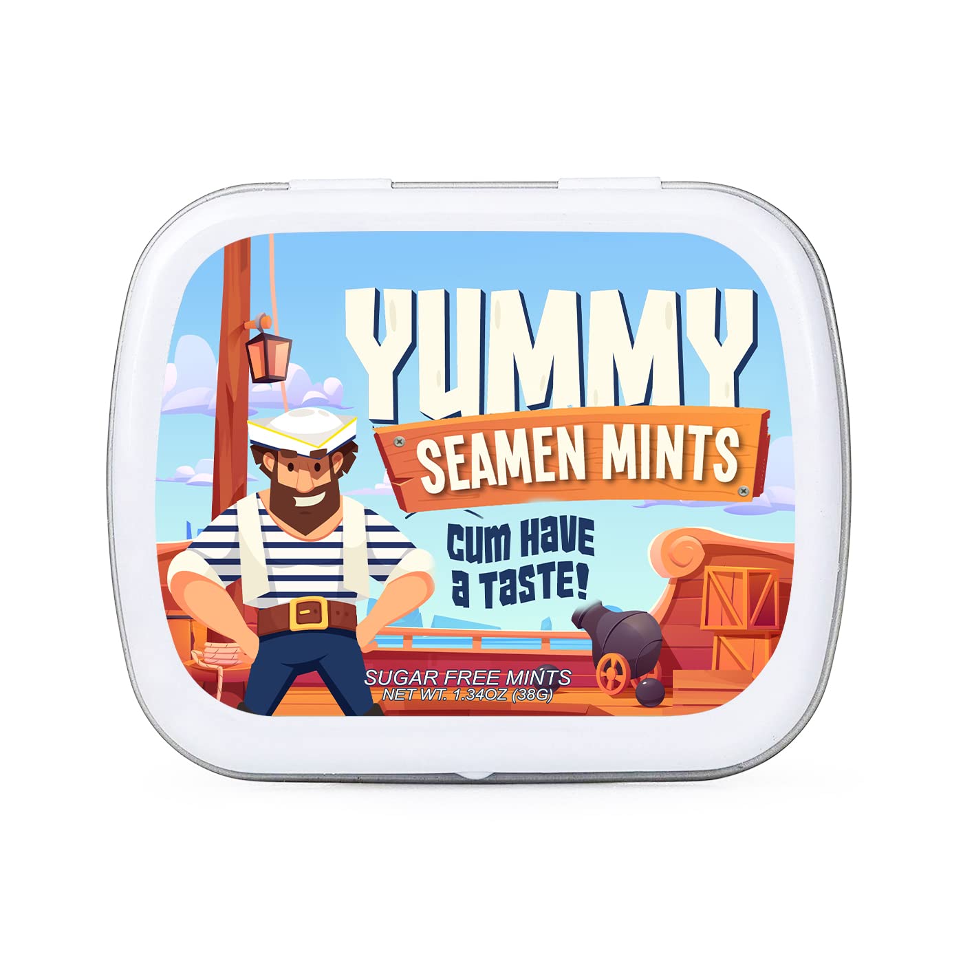 Gears Out Yummy Seamen Mints - Wintergreen Candy - 1.34 Ounce - White Tin