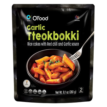 C O'Food Garlic Tteokbokki, Gluten-Free Korean Rice Cakes, Authentic Spicy Korean Street Food Snack, Perfect With Cheese And Ram