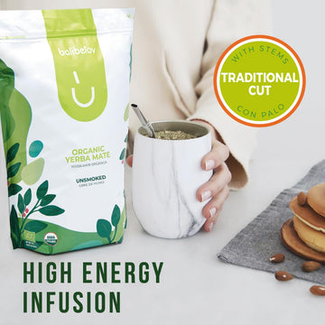 Balibetov Organic Yerba Mate Tea Loose Leaf, 2.2. Lb. Bag, Natural Traditional Cut, Clean High Energy, Unsmoked Artisanal, Glute
