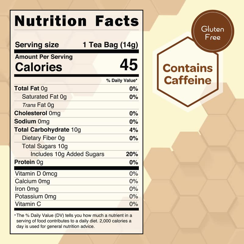 True Honey English Breakfast Tea Bags - Honey Crystals Blended In Every Sachet - Strong Antioxidant Support - All Natural Organi