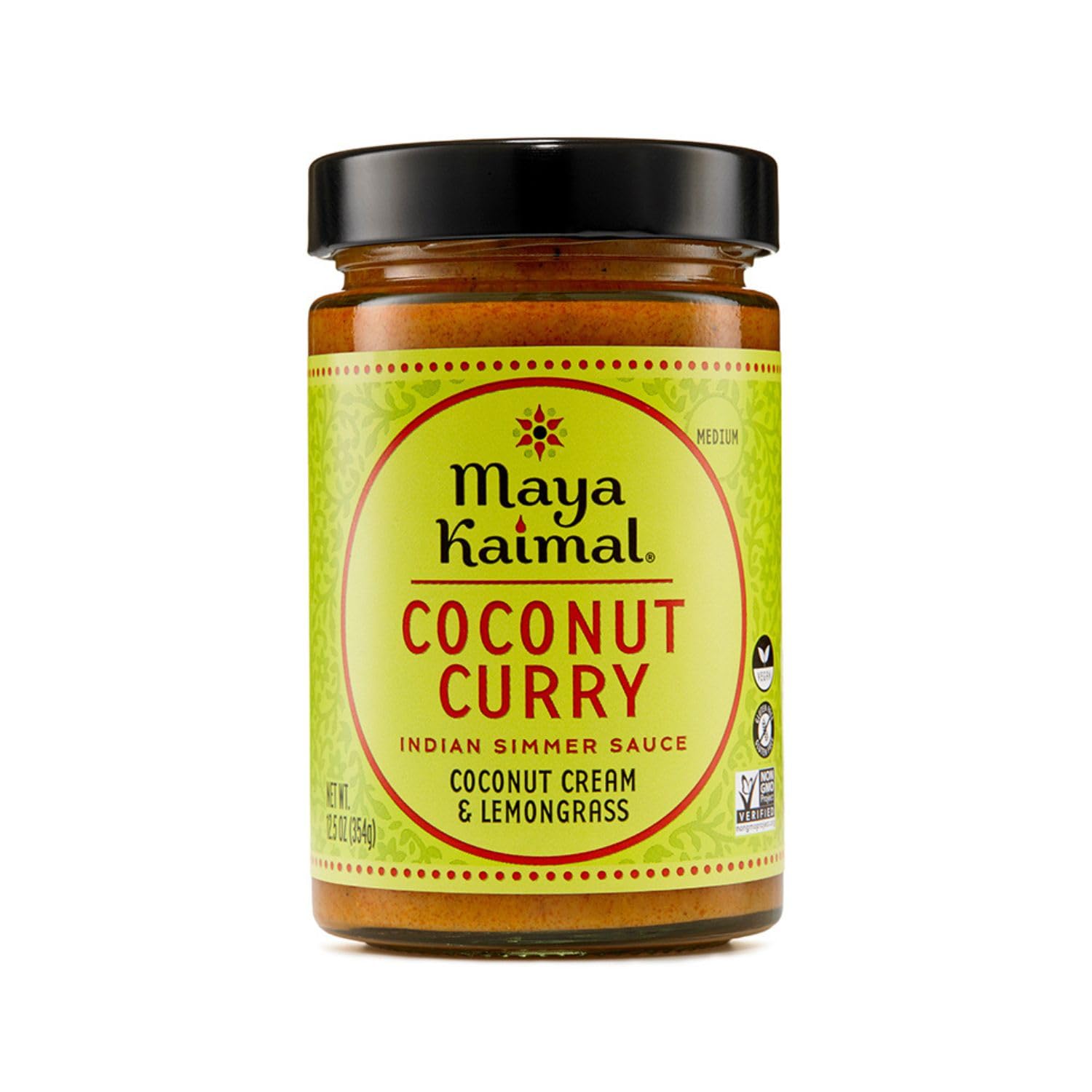 Maya Kaimal Coconut Curry Simmer Sauce, 12.5 oz, Medium Spiced Indian Simmer Sauce with Coconut Cream and Lemongrass, Vegan, Dai