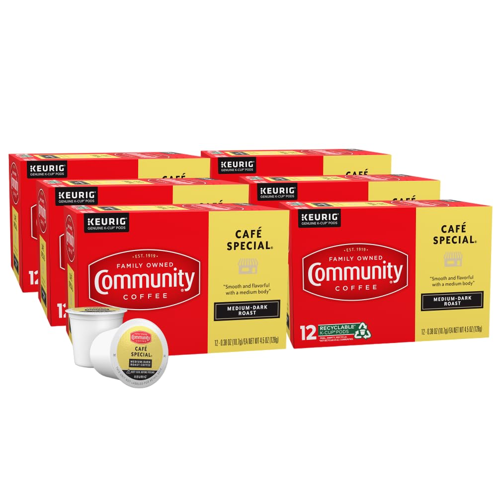Community Coffee K-Cup for Keurig Brewers, Cafe Special, 12 Count (Pack of 6), Natural, Model 16262-6