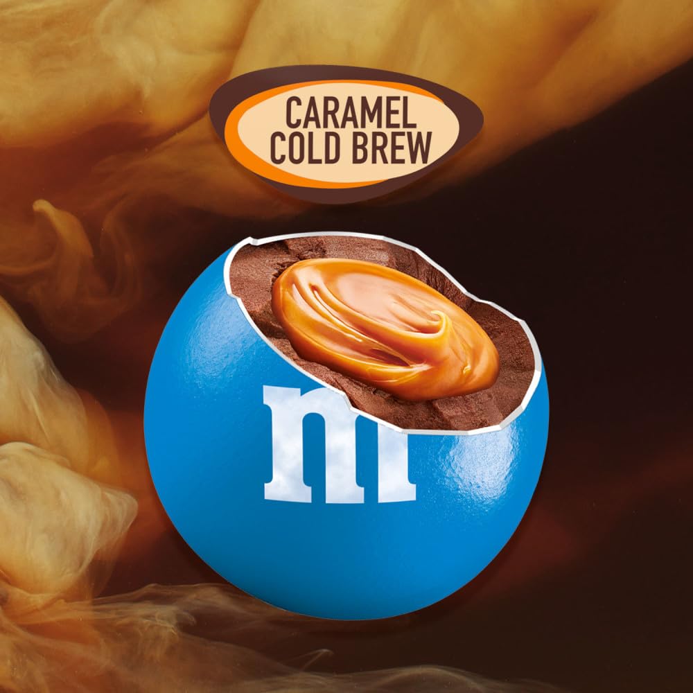 M&M S Caramel Cold Brew Chocolate Candy, Sharing Size, Resealable Bag, 9.05 oz, Pack of 8