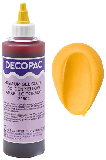 Decopac Premium Gel Food Color, Edible Coloring For Use With Buttercream Or Whipped Icing, Fondant & Piping Gel, Highly Concentrated Gel, 8Oz - Golden Yellow