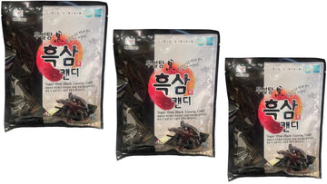 Korean Ginseng Candy, Sugar Free (3 PACKS, SUGAR FREE BLACK GINSENG)
