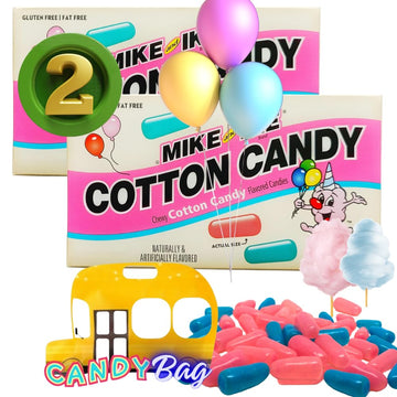 (PACK OF 2) Mike Ike Retro Candy - Pink and Blue Cotton Candy Flavor - Gluten Free - Fat Free - Comes With One Bus Resealable Zi