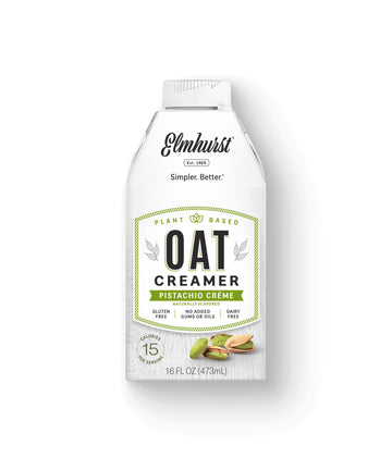 Elmhurst 1925 Pistachio Crme Oat Creamer - 16 Ounce (Pack of 6) Dairy-Free, Vegan, Kosher, Low Sugar, Shelf Stable Creamer Made