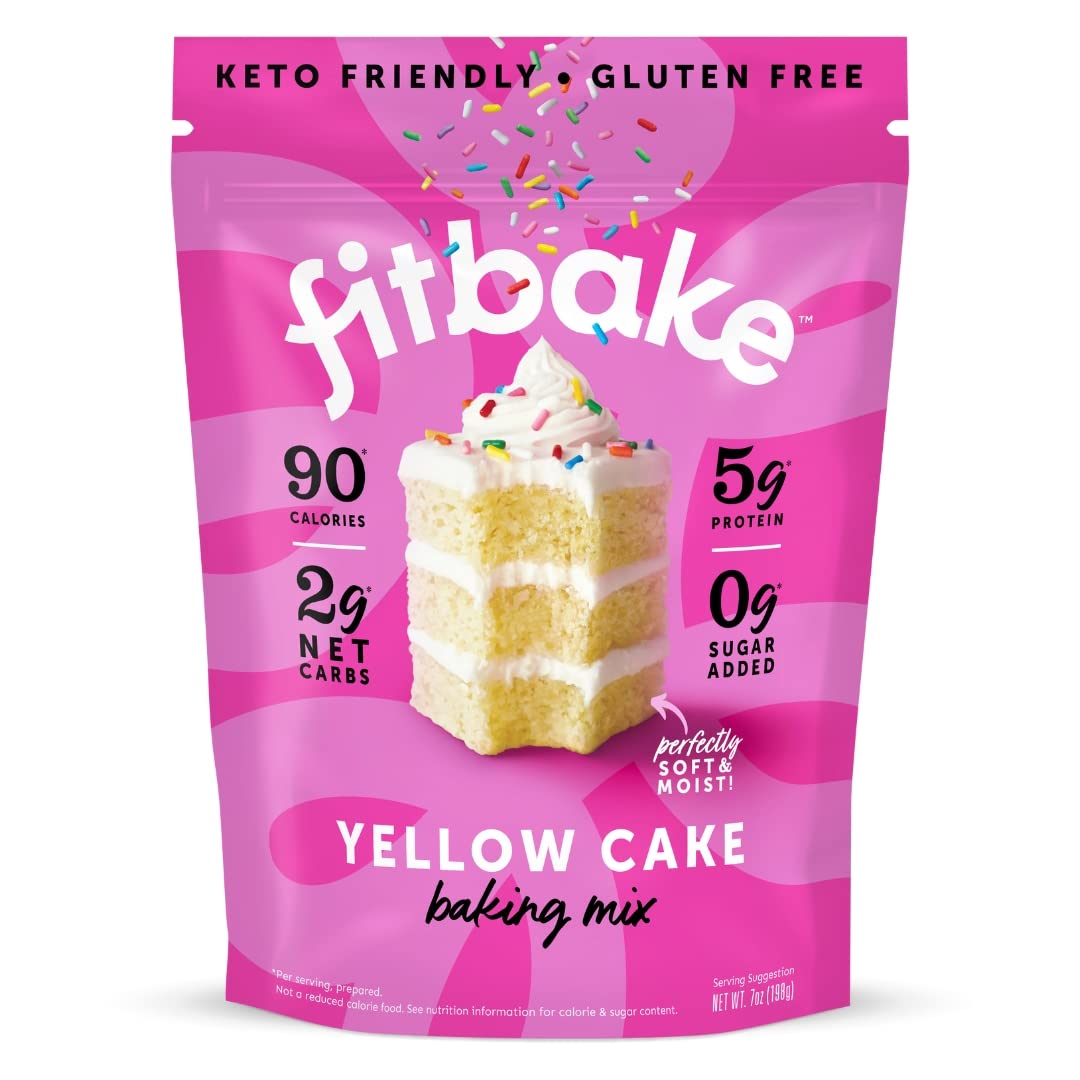 Fitbake Yellow Cake Baking Mix | 2G Net Carbs Per Serving | Keto Friendly Low Carb Food | No Added Sugar Keto Snack | Zero Sugar