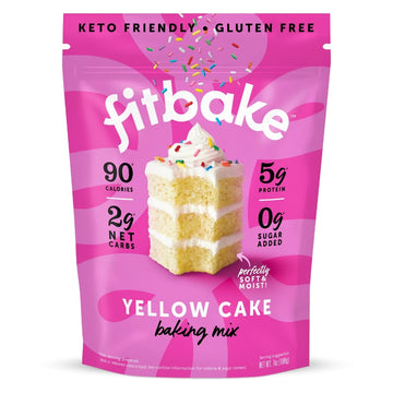 Fitbake Yellow Cake Baking Mix | 2G Net Carbs Per Serving | Keto Friendly Low Carb Food | No Added Sugar Keto Snack | Zero Sugar