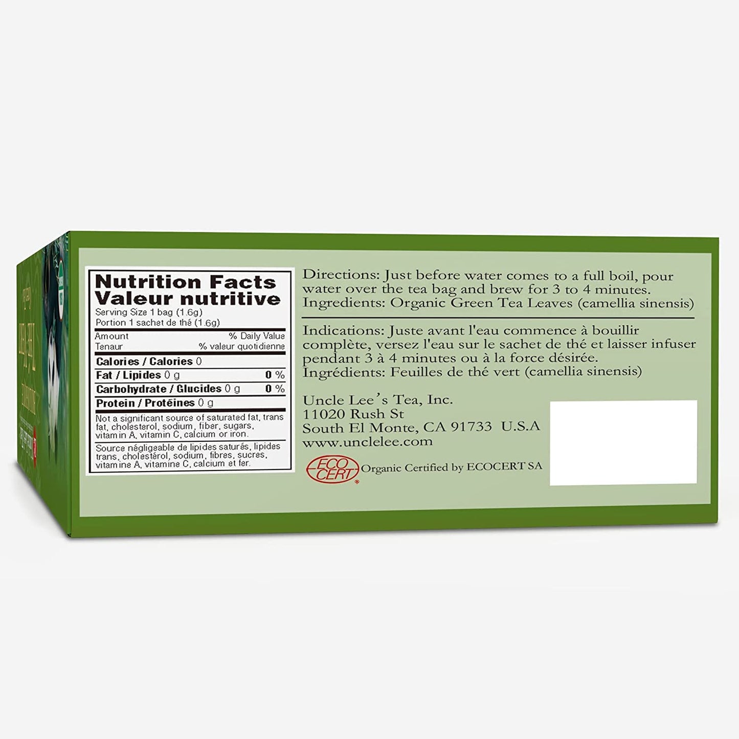 Uncle Lee s Organic Green Tea Bags 4-Pack  106-Count Super Packs - Bright & Refreshing  Lightly Caffeinated Bulk Tea for Home  Office  Camping