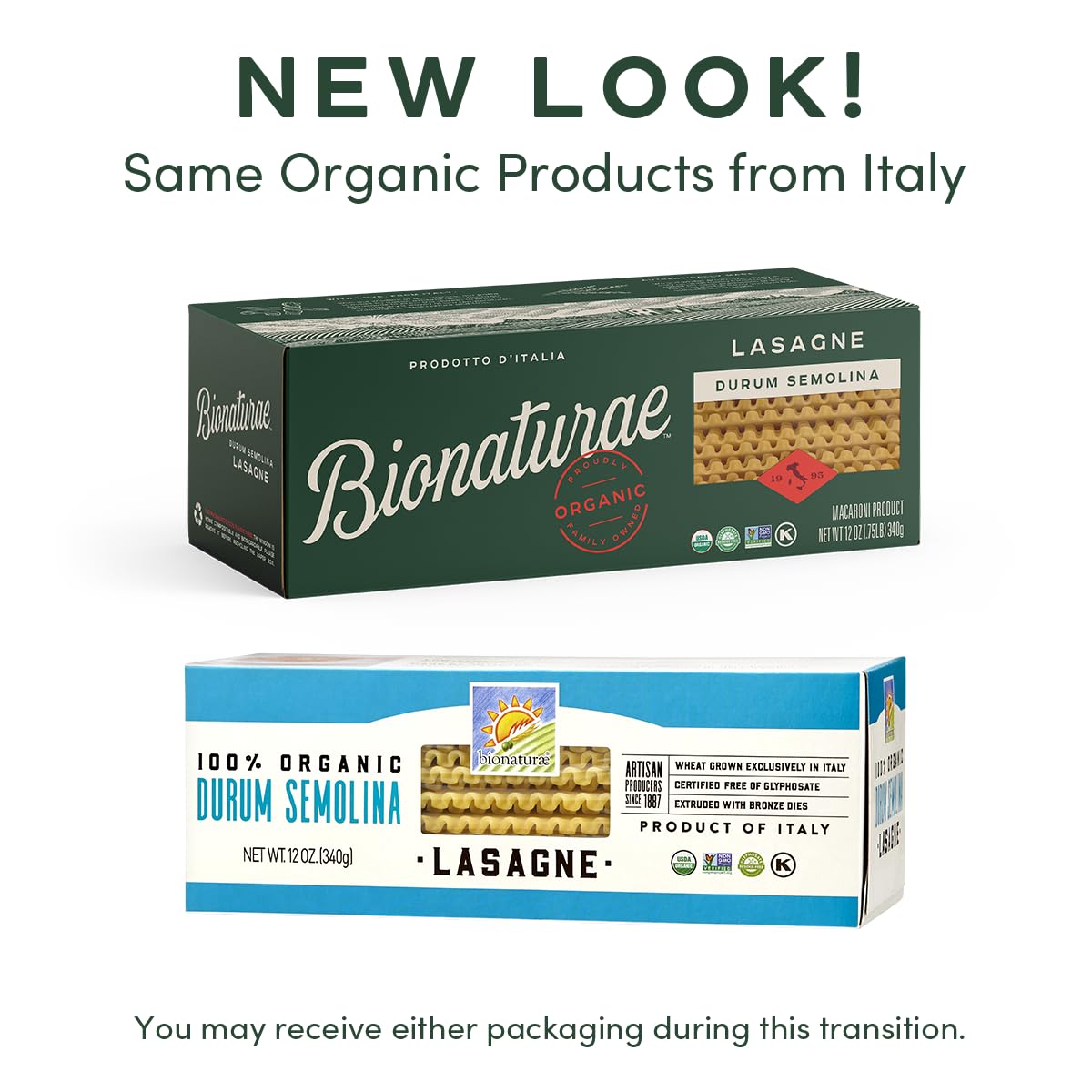 Bionaturae Lasagna Pasta Noodles - Durum Semolina Pasta, Kosher Certified, High Protein, Non-Gmo, Usda Certified, Durum Semolina