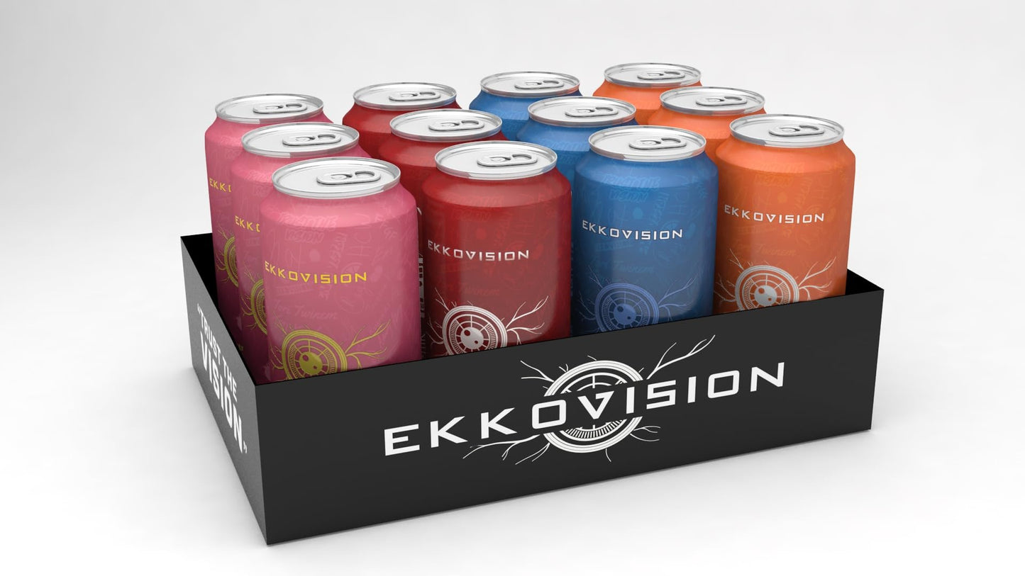 Ekkovision Energy Drink Variety Pack, 200 MG Natural Caffeine, 16 Fl Oz Can, 12 Pack
