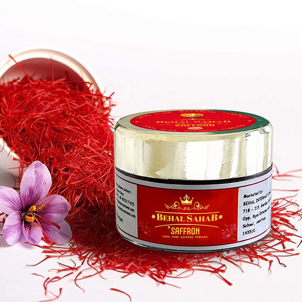 Behal Sahab 100% Pure Saffron, Handpicked Kashmiri Kesar, Premium Quality, 0.071 oz (2 Gram)