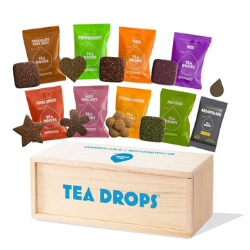 Tea Drops Gift Set - 9 Organic Loose Leaf Tea Samplers (Chai, Earl Grey, Citrus, Ginger, Rose, Matcha, Peppermint, Ube, Assam Th