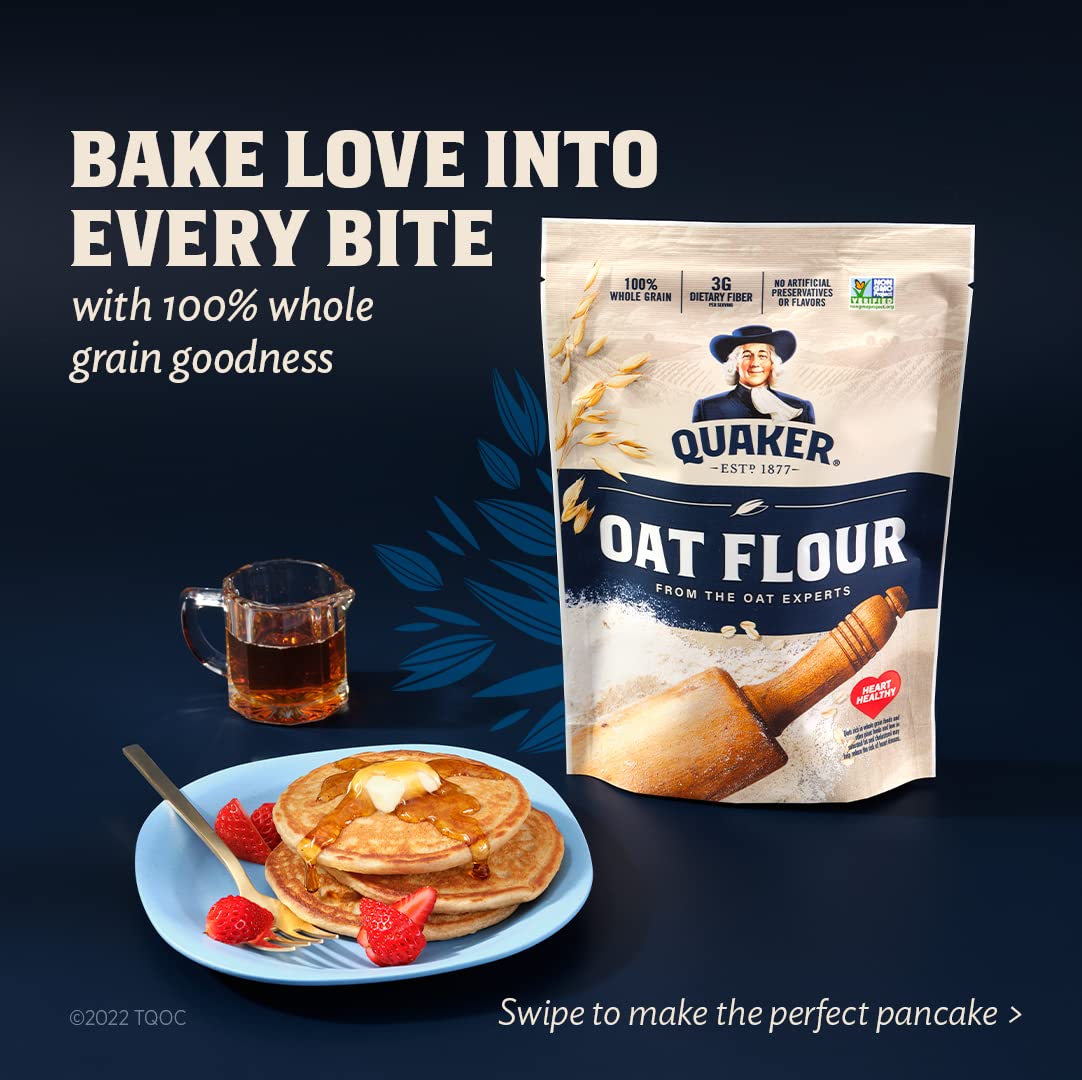 Quaker Oat Flour Stand Up Pouches, 20Oz, (3 Pack)