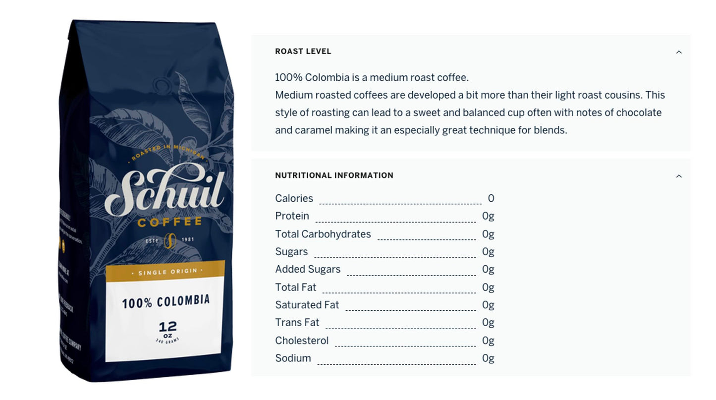 SCHUIL Whole Bean Coffee, Fair Trade, Medium Roast, 12 Ounce Bag