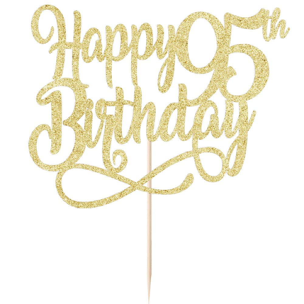 Gold Glitter Happy 95Th Birthday Cake Topper,Cheers To 95 Years,Happy 95Th Birthday Cake Topper,95Th Anniversary Cake Topper, Me