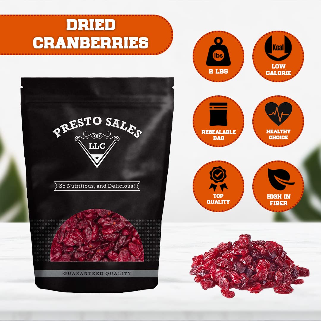 Dried Cranberries, Great For Salads Cooking, Good For Health, Mixes/Sweetened - Packed In A Resealable Pouch Bag Of 2 Lbs By Pre
