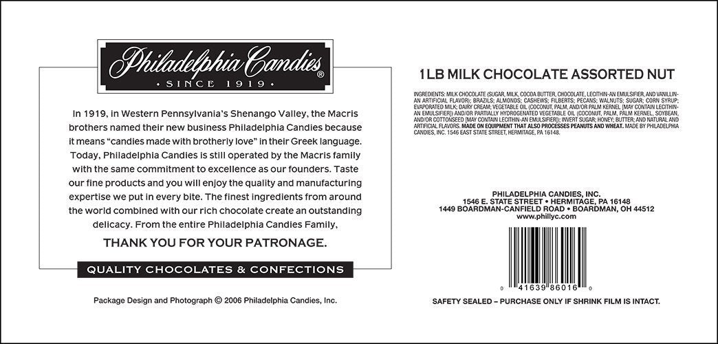 Philadelphia Candies Milk Chocolate Covered Assorted Nuts Gift Box, 1 Pound (Almond, Brazil, Cashew, Hazelnut, Pecan, Walnut)