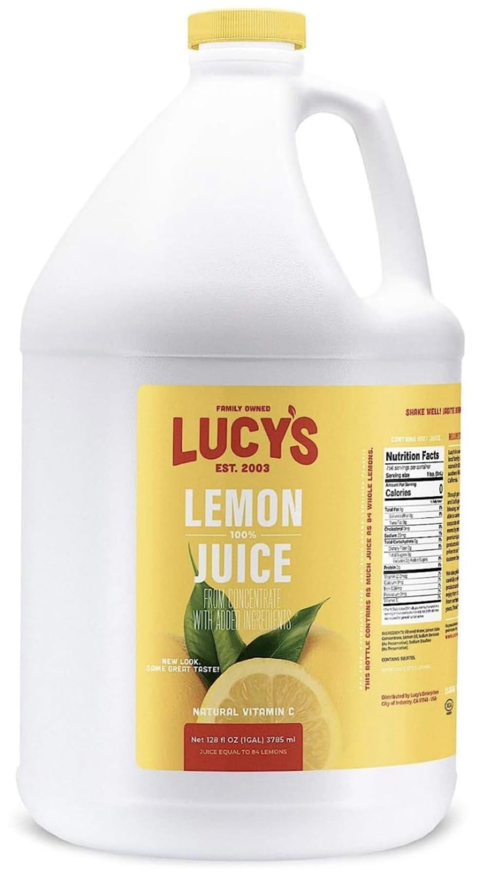 Lucys 100% Lemon Juice, 128 Fl Oz (Gallon) - Fresh Squeezed Flavor for Cooking and Beverages