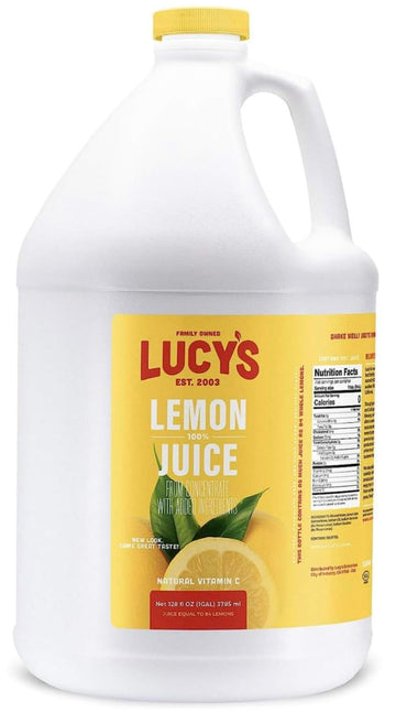 Lucys 100% Lemon Juice, 128 Fl Oz (Gallon) - Fresh Squeezed Flavor for Cooking and Beverages