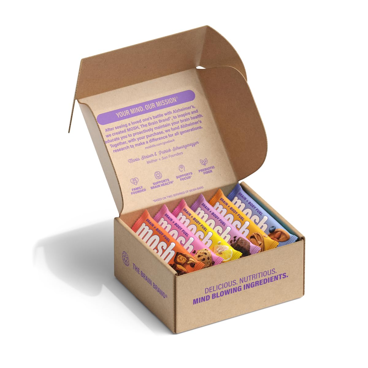 Mosh Variety Pack Keto Protein Bars, High Fiber, Low Carb, Gluten Free, High Protein, Brain Healthy Snack With Ashwagandha, Lions Mane, 15 Count
