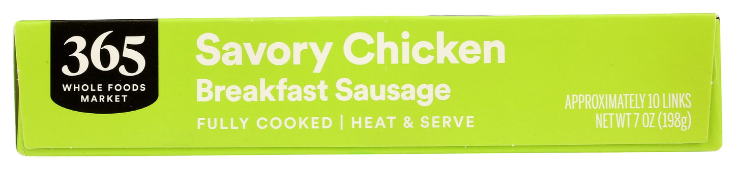 365 Everyday Value, Savory Chicken Breakfast Sausage (Frozen), 10 Count