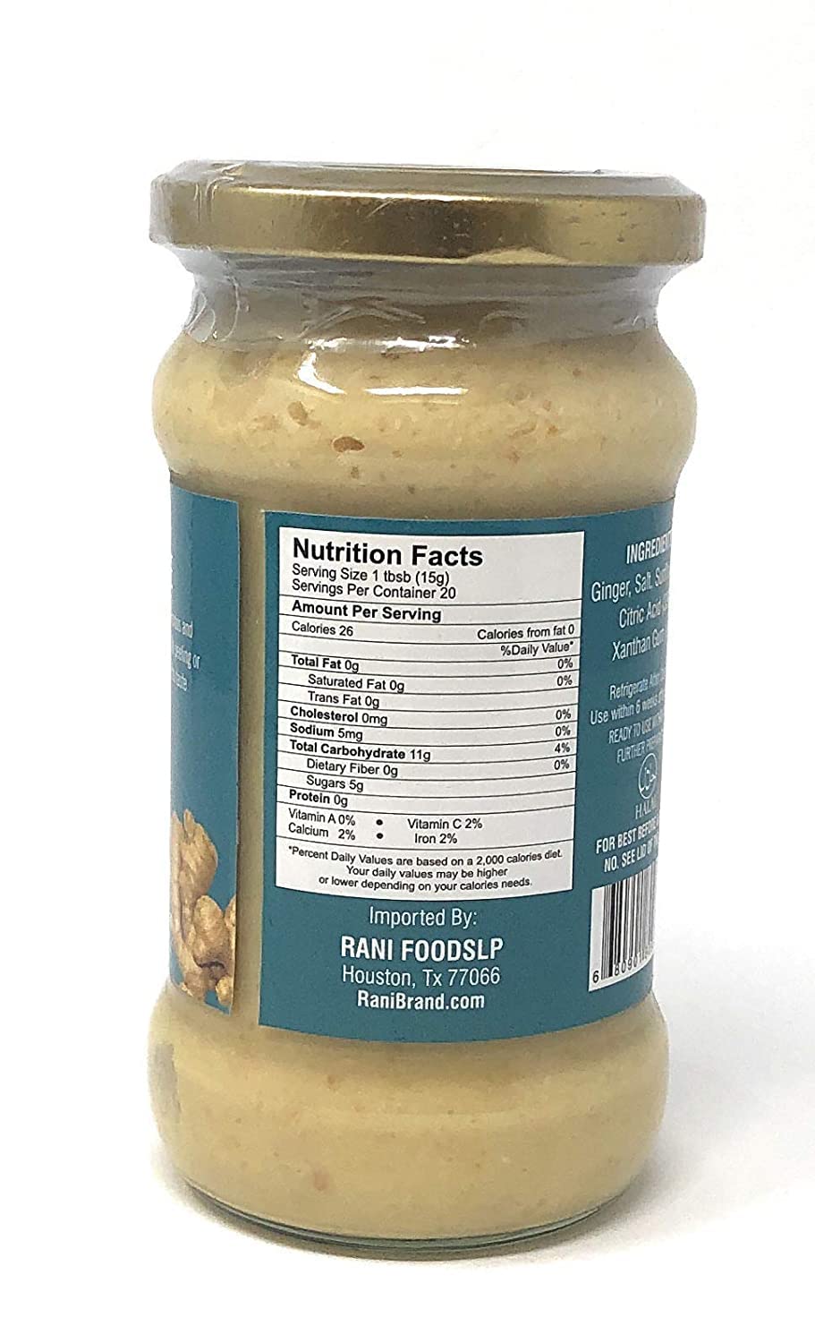 Asian Kitchen Ginger Cooking Paste 10.5Oz (300G) Glass Jar ~ Vegan | Gluten Free | Non-Gmo | No Colors | Indian Origin